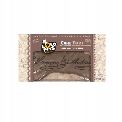 Lolo Pets Tort dla psa Happy Birthday orzechowo-czekoladowy 250 g