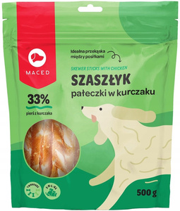MACED Pałeczki Wołowe Białe z Kurczakiem 500g – Gryzak, Przysmak dla Psa