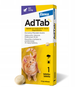 ELANCO AdTab 12mg tabletka na pchły i kleszcze dla kotów 0,5-2 kg ZESTAW X2