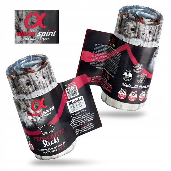 Alpha Spirit Przysmak dla Psa Paluszki Prosciutto Blistry 16 x 10g