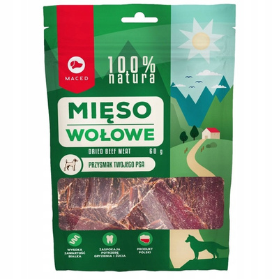MACED 100% Naturalny Gryzak dla Psa – Suszone Mięso Wołowe 60g