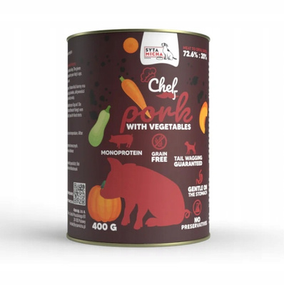 SYTA MICHA karma mokra CHEF Wieprzowina z warzywami 400g