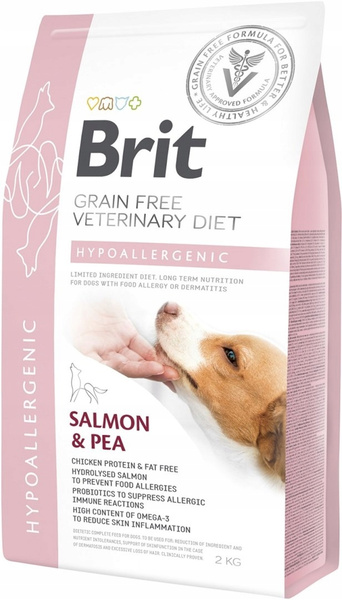 Brit Veterinary Diets Dog Hypoallergenic Salmon & Pea 2kg - Hipoalergiczna Karma Weterynaryjna z Łososiem i Groszkiem dla Psa