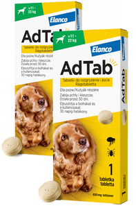 ELANCO AdTab 450mg tabletka na pchły i kleszcze dla psów >11 - 22 kg ZESTAW x 2