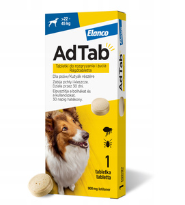 ELANCO AdTab 900mg tabletka na pchły i kleszcze dla psów >22 - 45 kg