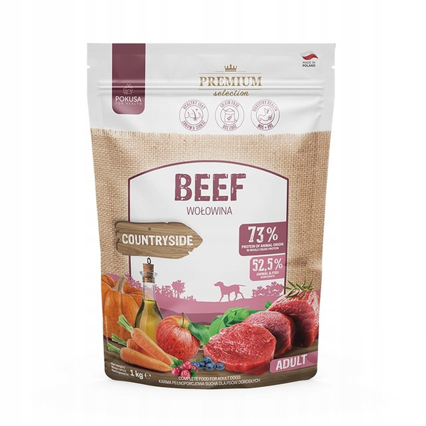 Pokusa Premium Selection Swojskie Smaki Wołowina 1 kg – bezzbożowa karma super premium dla dorosłych psów