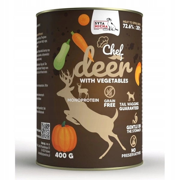 Syta Micha Karma Mokra Chef Jeleń z warzywami 400g