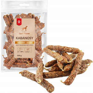 MACED KABANOSY WOŁOWE Z RYŻEM ECONOMY PACK 500g przysmak dla psa