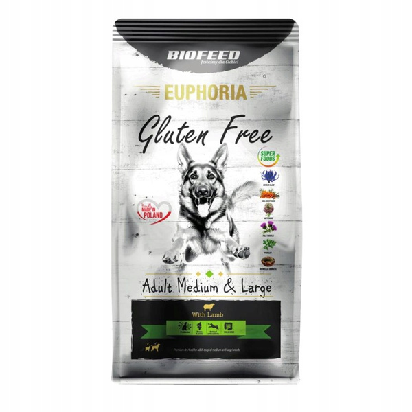 Euphoria Gluten Free Karma dla Psa z Jagnięciną (średnie i duże rasy) 2X12 kg – Sucha Karma Premium ZESTAW X2 