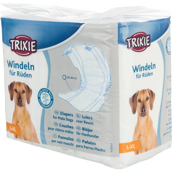 Trixie Pieluchy dla Dorosłych Psów – 12 Szt., Rozmiar L-XL (Obwód 60-80 cm)