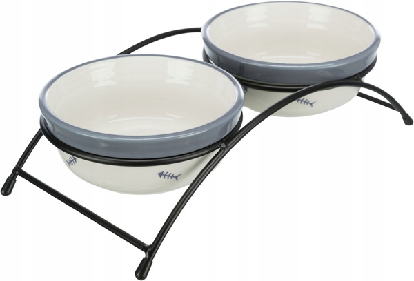 Trixie Zestaw misek ceramicznych na stojaku Eat on Feet 250 ml/śr.12.5 Zestaw dla Kota i Małego Psa