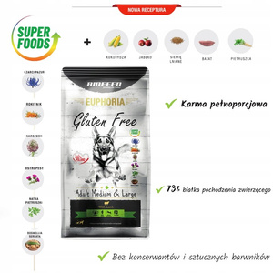 Euphoria Gluten Free Karma dla Psa z Jagnięciną (średnie i duże rasy) 2X12 kg – Sucha Karma Premium ZESTAW X2 