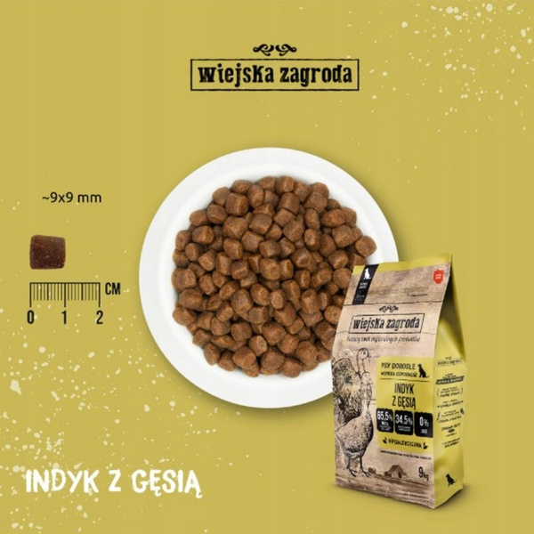 Wiejska Zagroda Karma Sucha dla Psa – Indyk z Gęsią (Chrupki Duże L, 2kg)