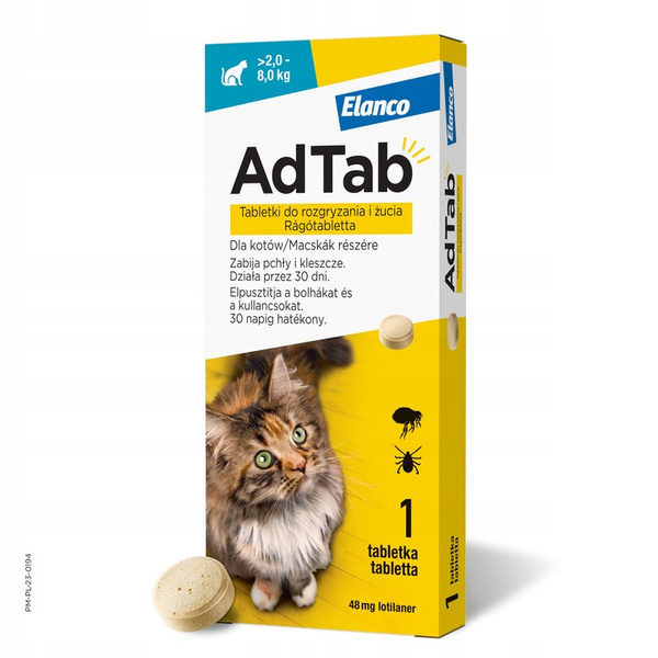 ELANCO AdTab 48mg tabletka na pchły i kleszcze dla kotów >2-8 kg ZESTAW X2