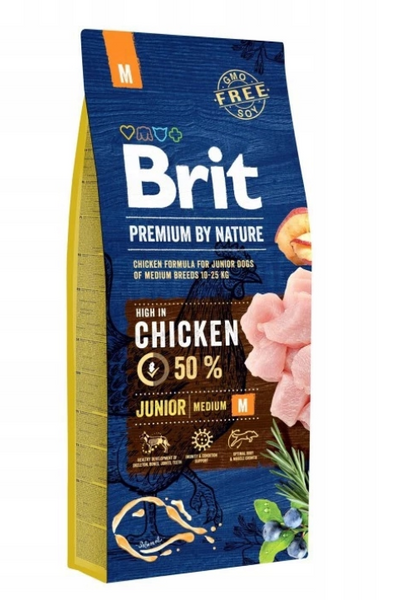 BRIT Premium By Nature Junior M 15kg karma dla młodych psów średnich ras
