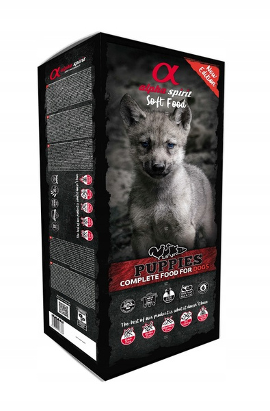 ALPHA SPIRIT Puppies - Miękka karma dla szczeniąt 9kg (45 x 200g tacka)