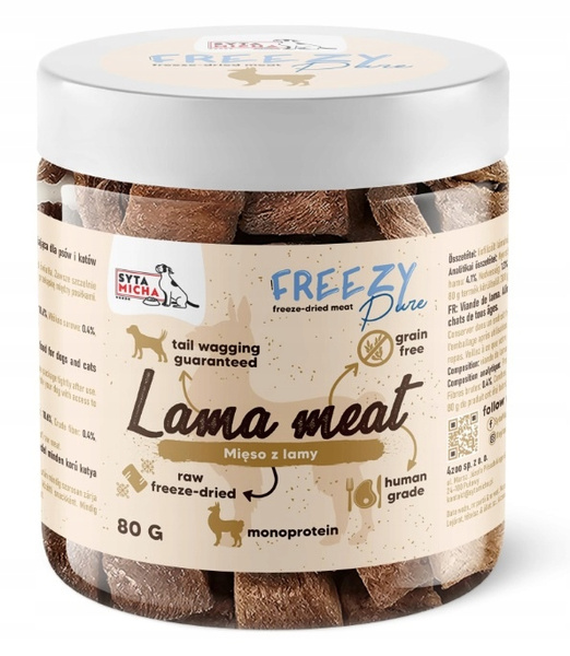 Syta Micha  100% liofilizowane mięso z lamy 80g przysmak dla psa