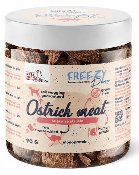 Syta Micha 100% liofilizowane mięso Strusia 90g przysmak dla psa