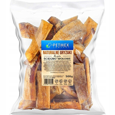 PETMEX MOCNE TWARDE Naturalny Gryzak Suszone Ścięgno Wołowe 100% 500g