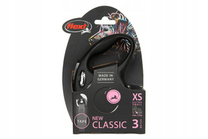 Flexi New Classic Smycz automatyczna – taśma 3 m, rozmiar XS, czarna, do 12 kg