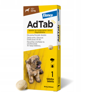 ELANCO AdTab 56mg tabletka na pchły i kleszcze dla psów 1,3-2,5 kg