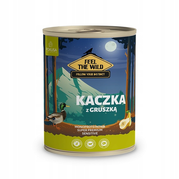POKUSA Feel The Wild – Kaczka z gruszką 800 g – monobiałkowa, mokra karma dla psów bez zbóż i kurczaka