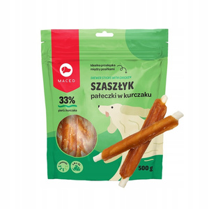 MACED Pałeczki Wołowe Białe z Kurczakiem 500g – Gryzak, Przysmak dla Psa