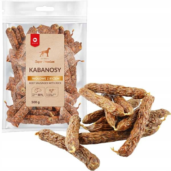 MACED KABANOSY WOŁOWE Z RYŻEM ECONOMY PACK 500g przysmak dla psa