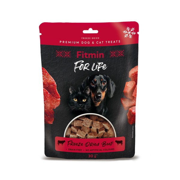FITMIN Freeze Dried Beef - Liofilizowane Przysmaki dla Psa i Kota 30g
