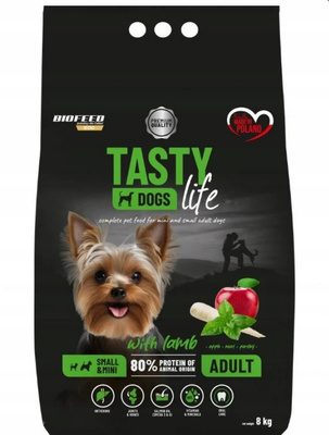 BIOFEED TASTY DOGS LIFE Adult Small with Lamb – sucha karma dla psów małych ras 8 kg
