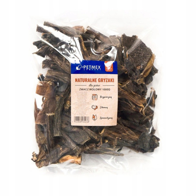 PETMEX Suszone Żwacze Wołowe 1KG- Naturalny Gryzak Dla Psa