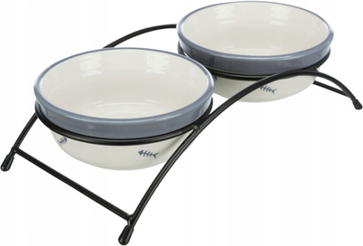 Trixie Zestaw misek ceramicznych na stojaku Eat on Feet 250 ml/śr.12.5 Zestaw dla Kota i Małego Psa