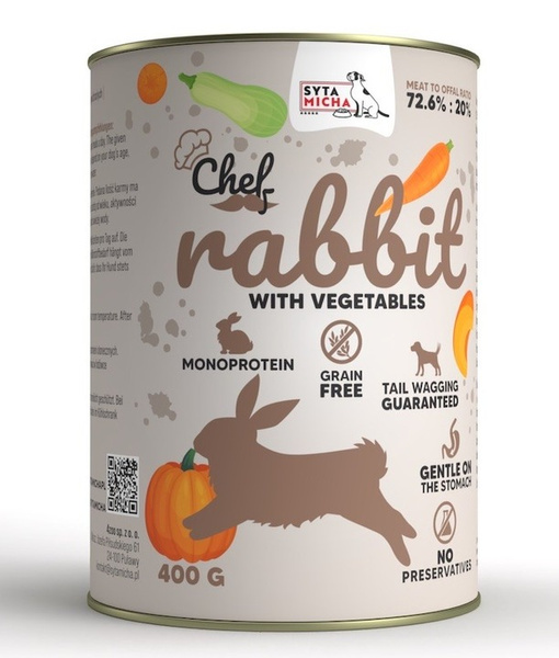 Syta Micha Karma Mokra CHEF Królik z warzywami 400g