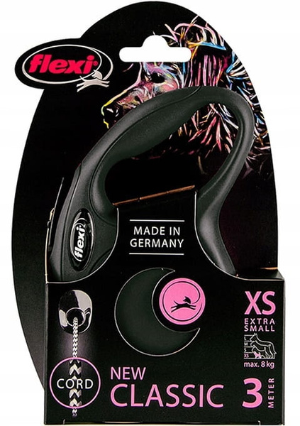 Flexi New Classic XS – Smycz automatyczna na linkę 3 m (czarna)