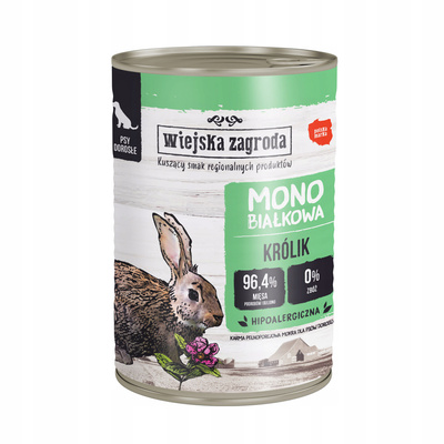 Wiejska Zagroda Monobiałkowa – Królik 400 g | Mokra karma dla psa