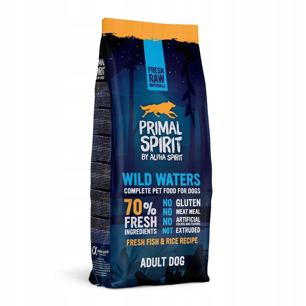 Primal Spirit Wild Waters 70% Mięsa – Sucha Karma dla Psa Ryby Kurczak 12 kg