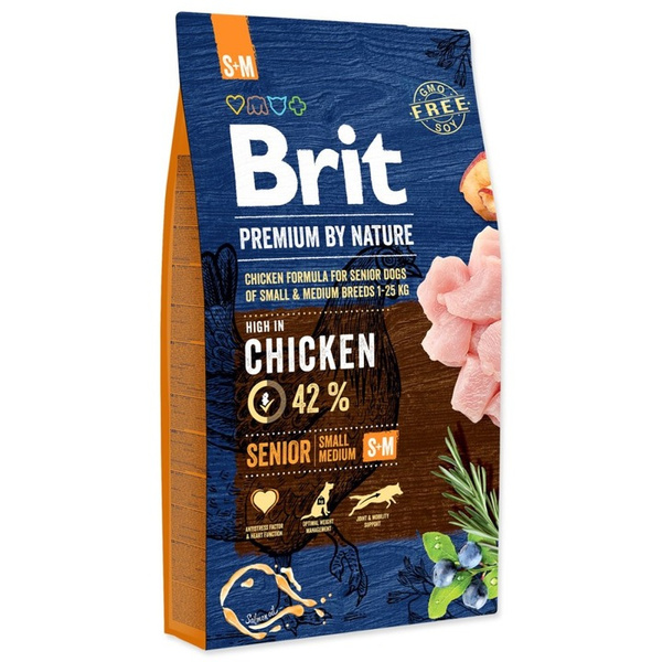 Brit Premium By Nature Senior S+M Chicken 8kg – Karma dla starszych psów ras małych i średnich
