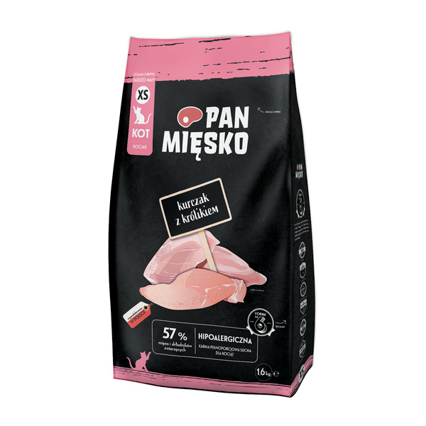 Pan Mięsko Kurczak z królikiem XS 1,6 kg (kociak) Karma sucha dla kota