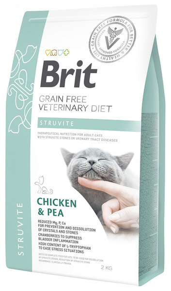 Brit Veterinary Diet Struvite Chicken & Pea 2kg - Dietetyczna karma dla kotów z problemami dróg moczowych
