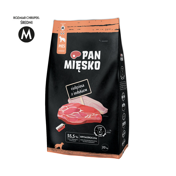 Pan Mięsko Cielęcina z indykiem XL 20 kg Karma sucha dla psa 
