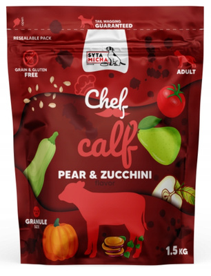 SYTA MICHA Karma sucha DLA PSA CHEF Cielecina z Gruszką 1,5kg