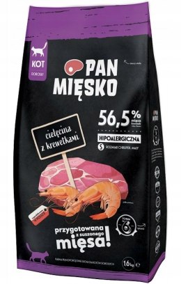 Pan Mięsko Karma sucha dla kota CIELĘCINA z KREWETKAMI Małe chrupki S 1,6kg