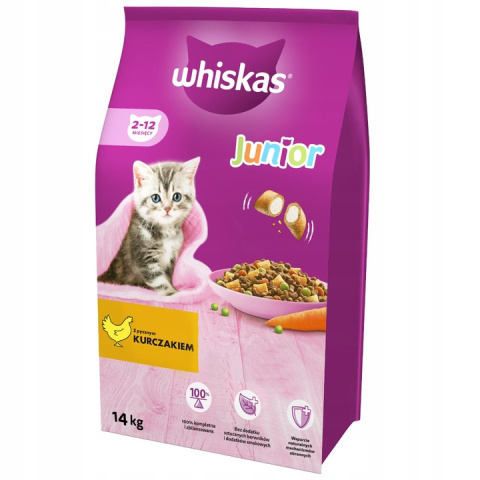 WHISKAS Junior sucha karma dla kota kurczak 14KG