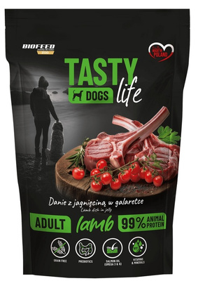 TASTY DOGS LIFE mokra karma dla psa z jagnięciną w galaretce – saszetka 500 g