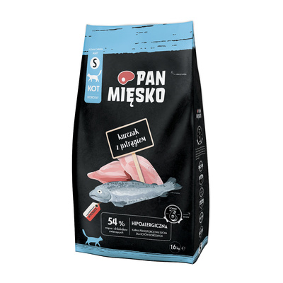 Pan Mięsko Kurczak z pstrągiem S 1,6 kg Karma sucha dla kota 