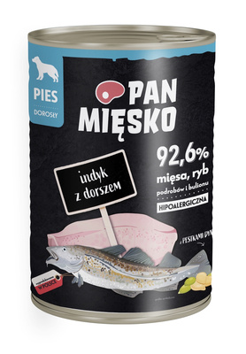 Pan Mięsko Karma Mokra dla Psa Indyk z Dorszem 400g