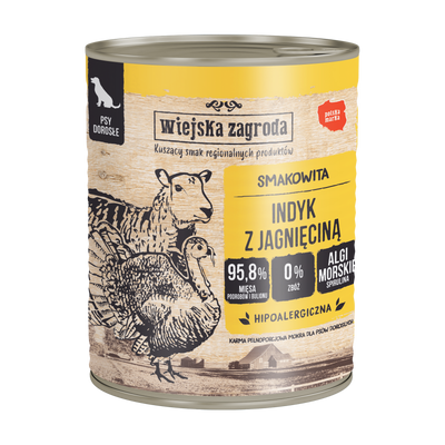 Wiejska Zagroda mokra karma dla psa Indyk z jagnięciną 800g