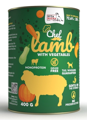 SYTA MICHA Karma MOKRA DLA PSA CHEF Jagnięcina z warzywami 400g