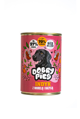 Dobry Pies karma indyk z morelą i bazylią 400g