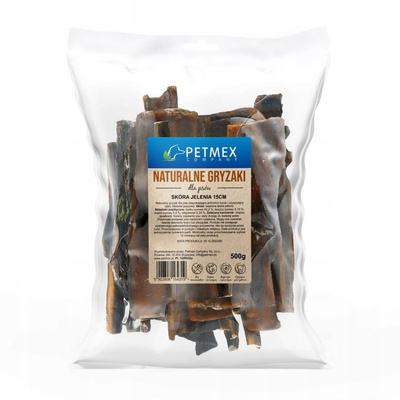 Petmex Skóra Jelenia 15 cm – naturalny gryzak dla psa 500 g